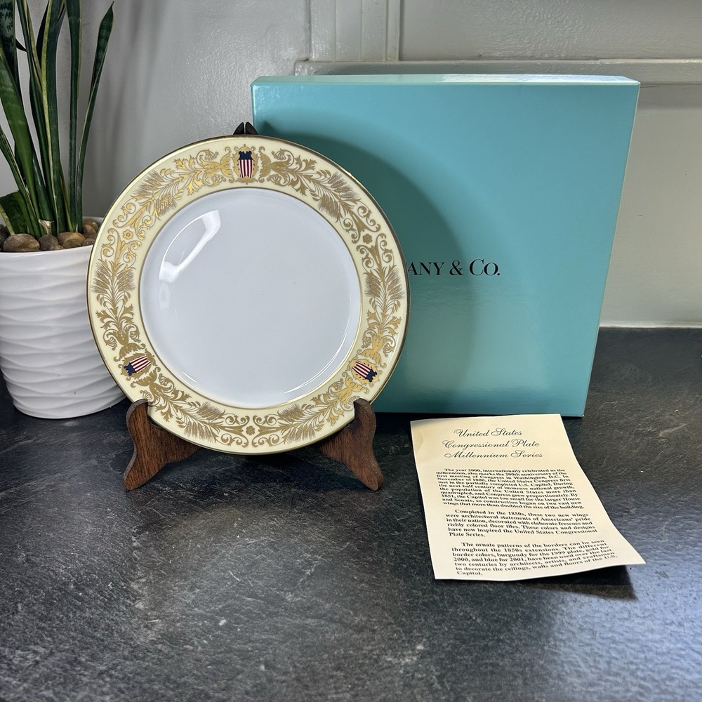 2000 Tiffany & Co Millennium Series 8" Gold Plate 200th Anniversary Congress BOX